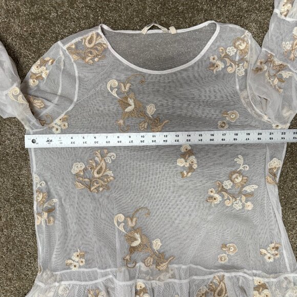 Soft Surroundings Embroidered Mesh Tunic Top Womens XL White Floral Bell Sleeve - Picture 10 of 15